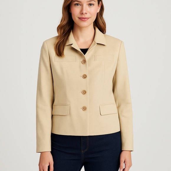 Rafaella Beige Button-Front Blazer Size 10 - Picture 1 of 10